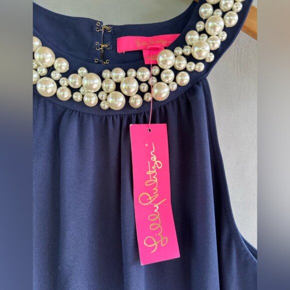 NWT LILLY PULITZER SIZE LARGE SHAWN MAXI DRESS *TRUE NAVY* EMBELLISHED - Picture 8 of 16